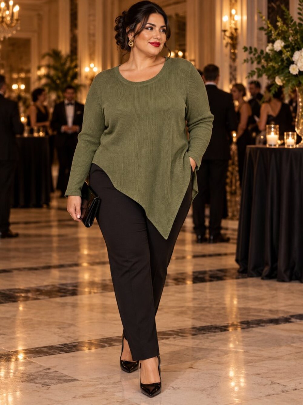 Madewell Olive Green Ribbed Asymmetrical Hem Top 2X Plus Size